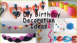 9 DIY Birthday Decoration Ideas At Home Happy Birthday Decoration  birthday party decoration ideas [upl. by Eggleston]