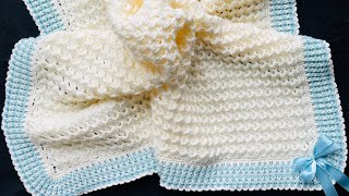 WOW 🤩 ES PRECIOSA Manta colchita o sabanitas para bebe tejida a crochet paso a paso con orilla [upl. by Fishback]