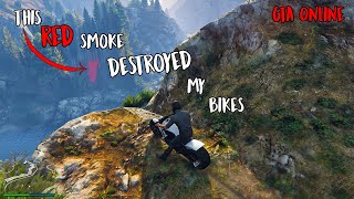 GTA Online THIS Red Smoke DESTROYED MY BIKES  Thrilling Smoke Trail [upl. by Htide603]