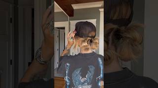 Hat hair space buns 👽🚀⚡️💙fyp hair hairstyleshorts easyhairstyle trending [upl. by Anelas12]