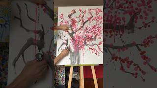 C’est validé par la maman ✅ 🌸 shortsart dessin peinture cerisier japon [upl. by Nitsugua]