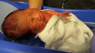 How to Bathe Your Newborn  Babys First Hospital Bath [upl. by Ierna297]