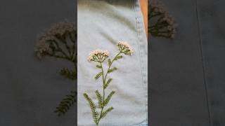 Yarrow embroidery tutorial thriftflip handembroidery yarrow flowerembroidery [upl. by Heady]