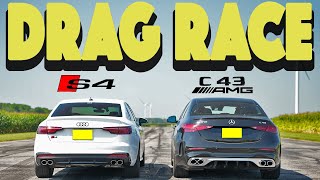 2023 Mercedes C43 AMG vs 2022 Audi S4 close call Drag and Roll Race [upl. by Kraus]