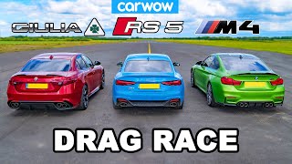 BMW M4 vs Audi RS5 vs Alfa Giulia Quadrifoglio DRAG RACE [upl. by Obel]