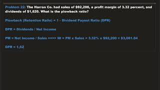 Chapter 03 Problem 22 Plowback Retention Ratio [upl. by Marozas368]