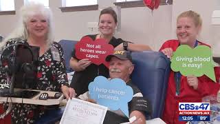 Local veteran gives gallons of blood to save lives [upl. by Kosse]