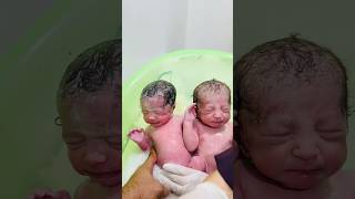 twins in first bath babyborn baby newbornbabymoments [upl. by Nalyak]