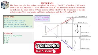 PROBLEM NO23 PROJECTIONS OF STRAIGHT LINES2 ENGINEERING DRAWING BY NDBHATT TEXTBOOK [upl. by Aiclid]