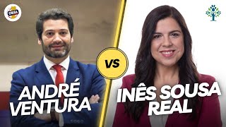 ANDRÉ VENTURA CHEGA vs INÊS SOUSA REAL PAN  DEBATES LEGISLATIVAS 2024 [upl. by Terrene]