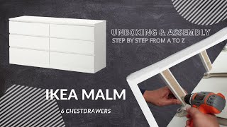 UNBOXING AND ASSEMBLY IKEA 6 CHESTDRAWER  MALM  Cara Pemasangan Laci IKEA MALM [upl. by Isidore]