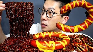 MUKBANG 진한맛의 오뚜기짜장면Black bean noodles과 킬바사소세지Kielbasa sausage팍팍 먹방 ASMR REAL EATING SHOW [upl. by Leodora820]