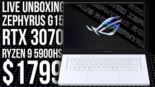 Asus Zephyrus G15 Live Unboxing RTX 3070 Ryzen 9 5900HS QHD 165 hz [upl. by Argus]