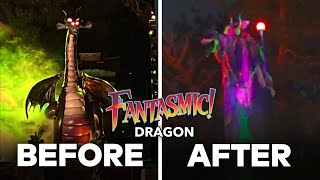 Fantasmic Dragon Scene BEFORE amp AFTER  SidebySide Comparison at Disneyland Park 2024 [upl. by Ahtivak]