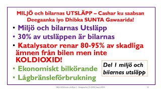 Miljö amp Bilarnas Utsläpp 1Deegaanka iyo Dhibka SUNTA Gawaarida [upl. by Neddy92]