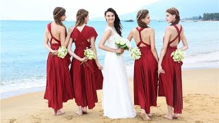 Convertible Burgundy Bridesmaid Dresses from eDressit [upl. by Eenram31]