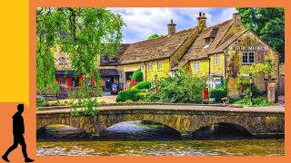 BourtonontheWater spring morning stroll  English Cotswolds village 4k walk [upl. by Elleirua]