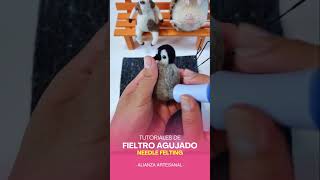 como hacer un Pingüino en fieltro agujado vellón agujado tutorial fieltroagujado needlefelting [upl. by Riley]