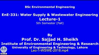 Lec1 Water Supply amp Wastewater Engineering CourseEnE331 [upl. by Elsilrac]