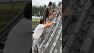 Sloped roof tile installation process [upl. by Irmgard]