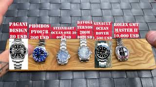 Six Watches Rolex Ginault Davosa Steinhart Phoibos Pagani  Let´s talk about value [upl. by Alatea]