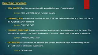 Date and time functions in oracle SQL [upl. by Atirb]