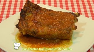 Receta de costillas al horno en salsa de soja y miel [upl. by Anolla]