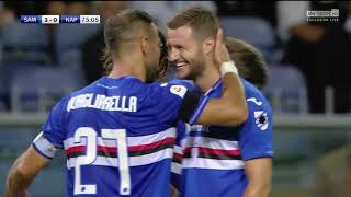 SKY SPORT HD TREVISANI  Il capolavoro di Quagliarella in Sampdoria Napoli 30 [upl. by Rinna]