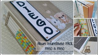 TUTORIAL ✂️ Álbum infantilbebé  Encuadernación FÁCIL 🤗 SCRAPBOOKING [upl. by Tolkan]