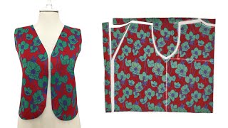 ONLY WITH ONE STITCH SEW VERY EASY VEST FAST❤️ Sewing vest [upl. by Thia730]