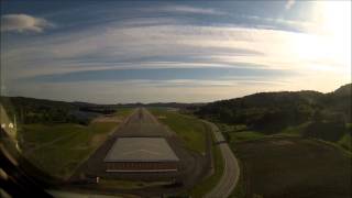 KRISTIANSAND KJEVIK NORWAY Cockpit GoPro view amazing approach with ATC and taxy to Parking [upl. by Low678]