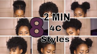 8 SUPER QUICK HAIRSTYLES ON SHORT 4C HAIR [upl. by Ragnar]