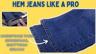 How to hem a pair of jeans and keep the same look using the original hem [upl. by Orji733]