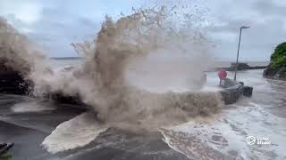 HIGH TIDES Storm Kathleen in Weston Super Mare 9424 🐟🌒🌧️🌊🌫️ [upl. by Ltihcox]