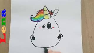 Pummeleinhorn zeichnen 🦄 How to draw a unicorn 🌈 как рисовать единорога [upl. by Nitsyrk]