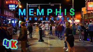 Memphis Beale Street Night Walk Tennessee USA 4KUHD [upl. by Aislehc580]