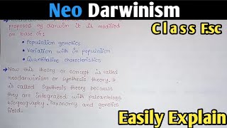 Neo Darwinism The Modern Evolutionary Synthesis  MDCAT 2023  Class 12 Biology [upl. by Harim692]