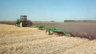 Moldboard plowing wheat stubble with 16 bottom plow [upl. by Nilram]