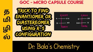 Tricks to find enantiomers Diastereomers using R S Configuration in Tamil  NEET  JEE [upl. by Yrneh269]