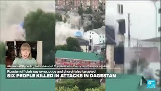 Gunmen in Russias Dagestan conduct deadly attacks on churches synagogue police post • FRANCE 24 [upl. by Aivull]