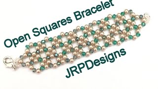 Open Squares Bracelet Beginner to Intermediate beading tutorial [upl. by Ennaeus115]