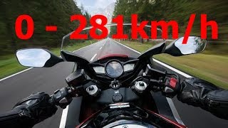 Honda VFR1200F  Acceleration 0281kmh amp Startup amp Exhaust Sound amp Burnout amp Top Speed [upl. by Liederman]