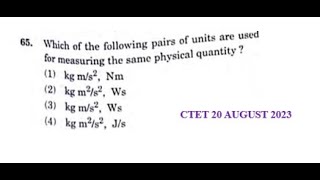 Which of the following pairs of units are used for measuring the same physical quantity1 kg ms² [upl. by Morel805]