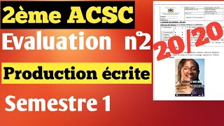 2ème année collège évaluation n°2 semestre 1 production écrite [upl. by Ormsby557]