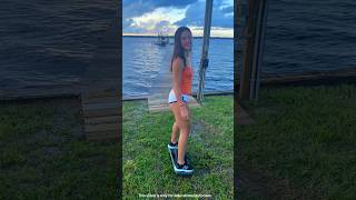 girl rode a skateboard on a sea bridge shortsvideo [upl. by Deidre]