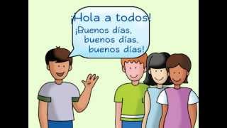 Hola a todos A Spanish Greeting Song  Calico Spanish Songs for Kids [upl. by Hukill]