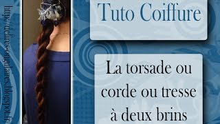 Tuto coiffure  tresse à deux brins ou torsade ou corde [upl. by Danila]