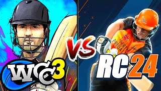 WCC3 VS RC24 🔥🔥  Which is best Cricket Game for Android [upl. by Naamann878]