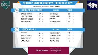 South Croydon Senior v Seddon AA Div 1 [upl. by Llevart]