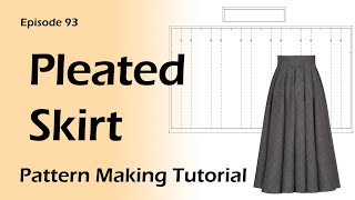 Pleated skirt DraftingInverted box pleats Pattern Making Tutorial [upl. by Vidovik317]